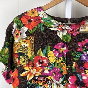Vintage‎ Carole Little Top Blouse Womens Size 8 Havana Cuba Tropical Print Rayon